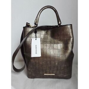 Brahmin Amelia Bronze Templo Embossed Leather Satchel Crossbody NWT